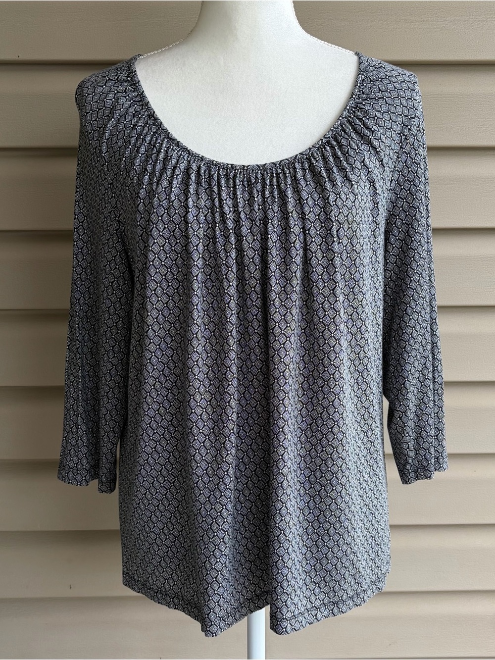 •Talbots• Geometric Print Three Quarter Sleeve Knit Top – Size 2X Petite